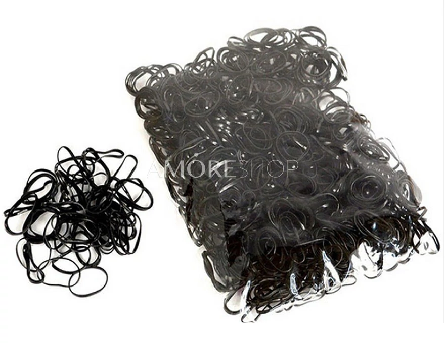 Elastic bands for braids, silicone, black, 1000 pcs. buy in Kiev |  AmoreShop - 2023