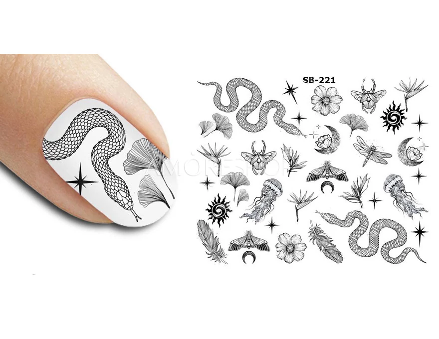 Змея арт рисунок на ногтях (75 фото)
