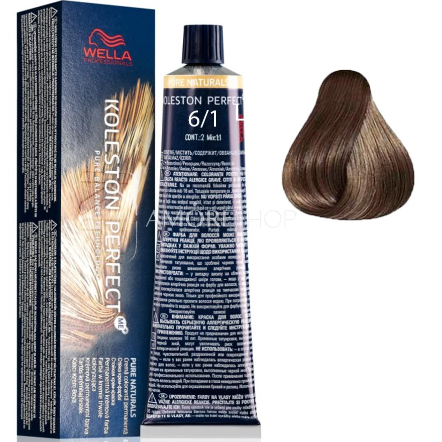 Professional hair dye Wella Koleston Perfect 6/1 (dark blond ashy), 60 ml  buy in Amoreshop | AmoreShop - 2023