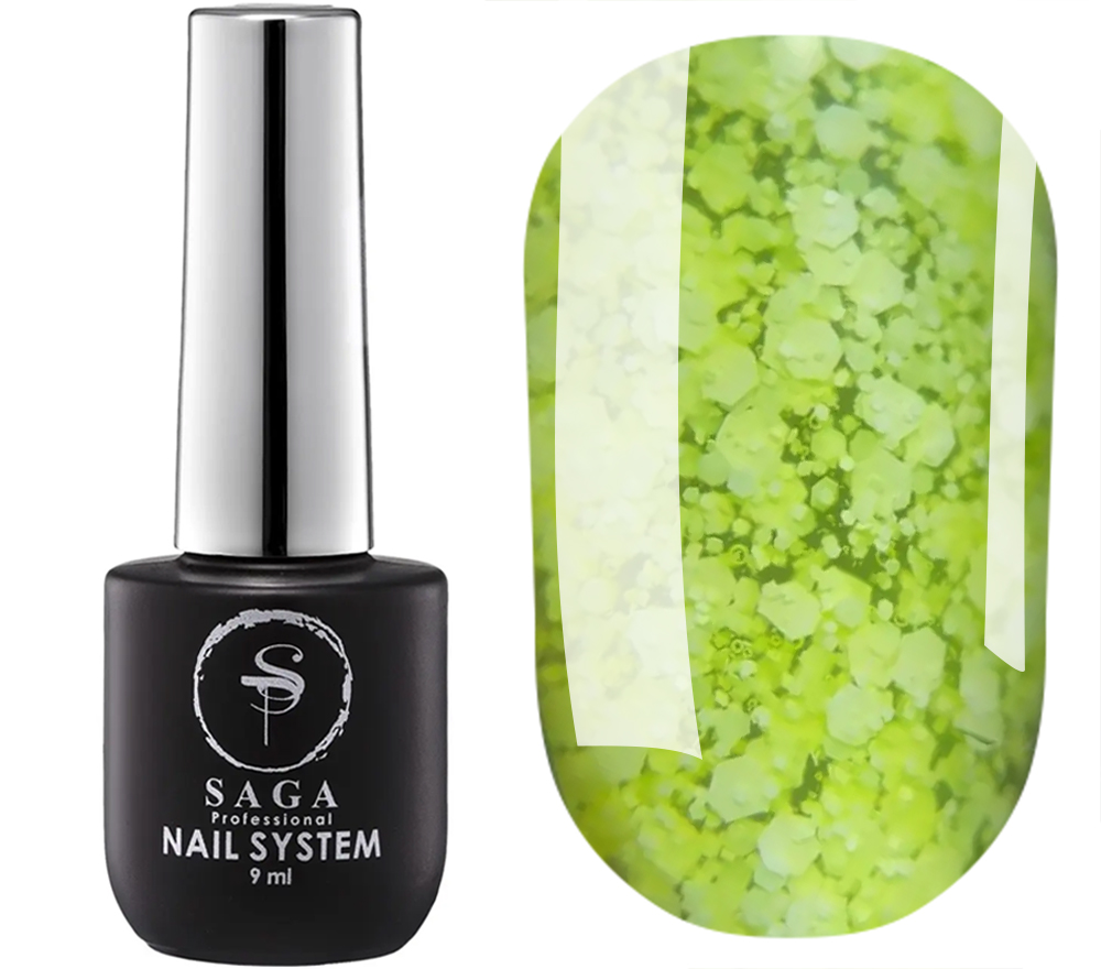 SAGA professional Gel Polish Marmalade 1 (green-yellow with flakes), 9 ml