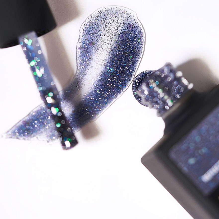Nails Of The Day Base Reflective No. 03 (navy blue with purple and pink shimmer, reflective), 10 ml