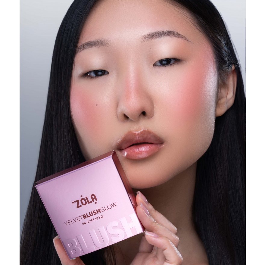 ZOLA Румяна Velvet Blush Glow 04 Нежная роза Soft Rose, 8.5 г