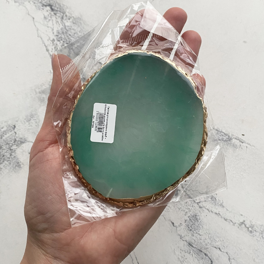 Dilution palette + color board for photo nail design, oval, green