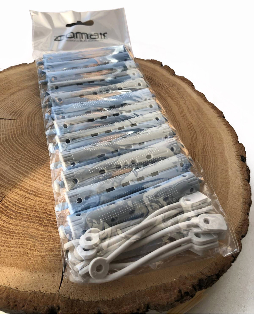 Comair Cold curlers, long, 2-color, with rubber band (pack of 12 pcs.), d 13mm