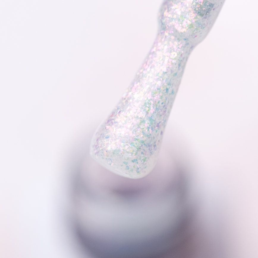 Molekula OPAL Volcanic gel varnish No. 404 (transparent chameleon with pink-yellow and violet-blue sparkles), 6 ml