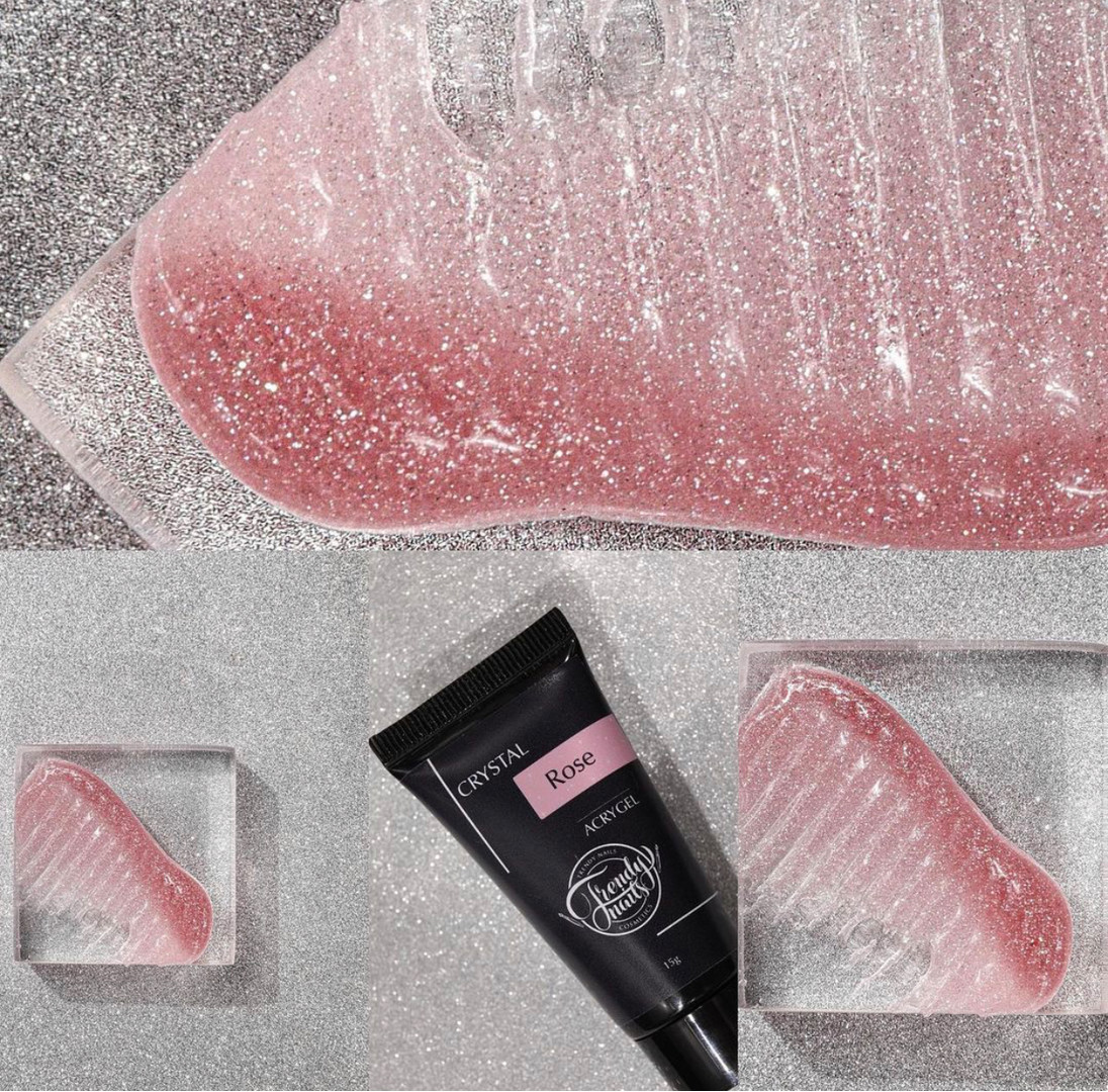 Trendy Nails Acrygel Crystal Rose (пудровый розовый с микроблеском), 15 г