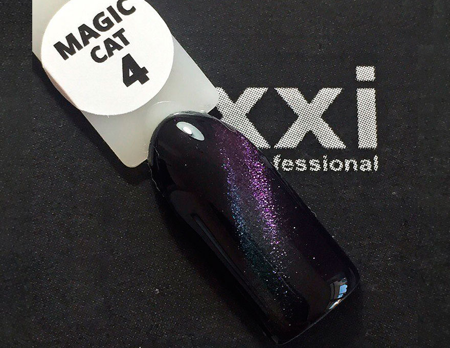 Гель-лак OXXI magic cat №004 (фиолетовый, с зеленым магнитным бликом), 10 мл