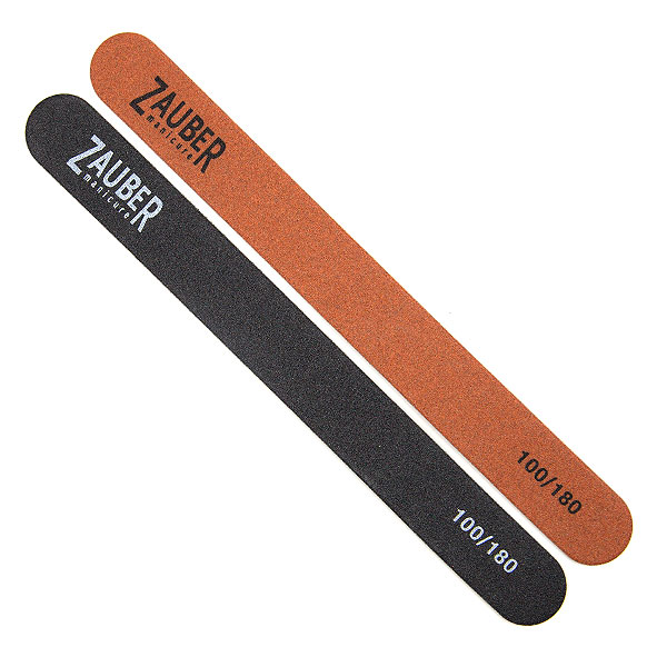 Zauber files straight narrow 100/180 for natural and artificial nails, 2 pcs. packaged
