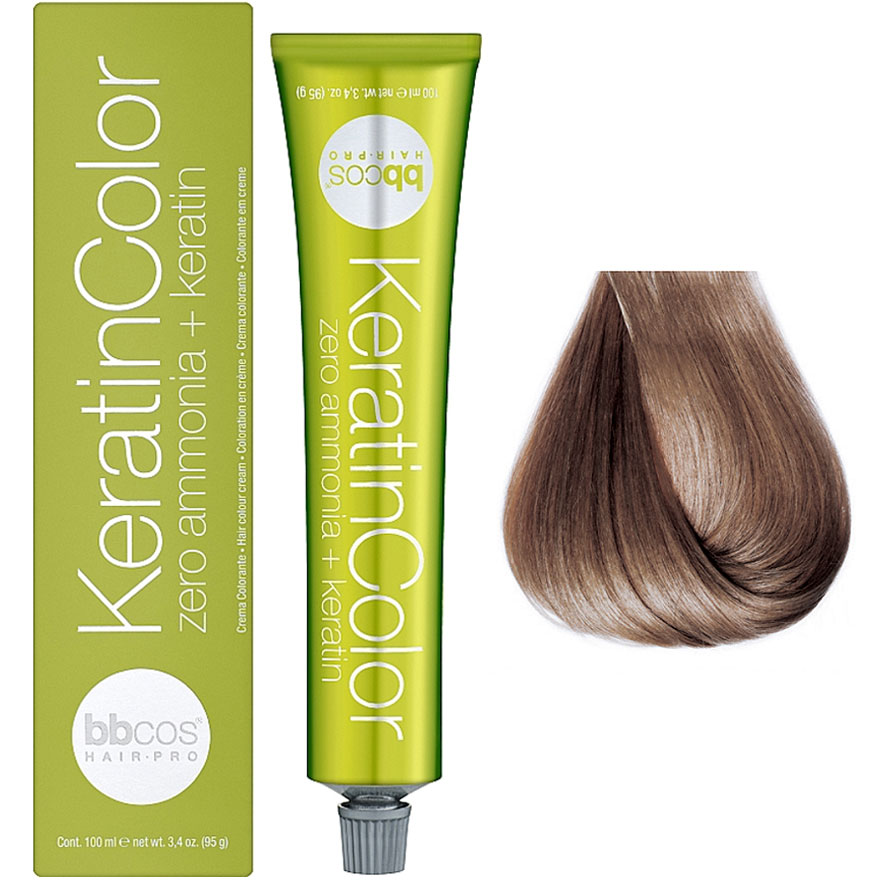 Bbcos Keratin Color крем-фарба для волосся 8/07 табак світлий, 100 мл