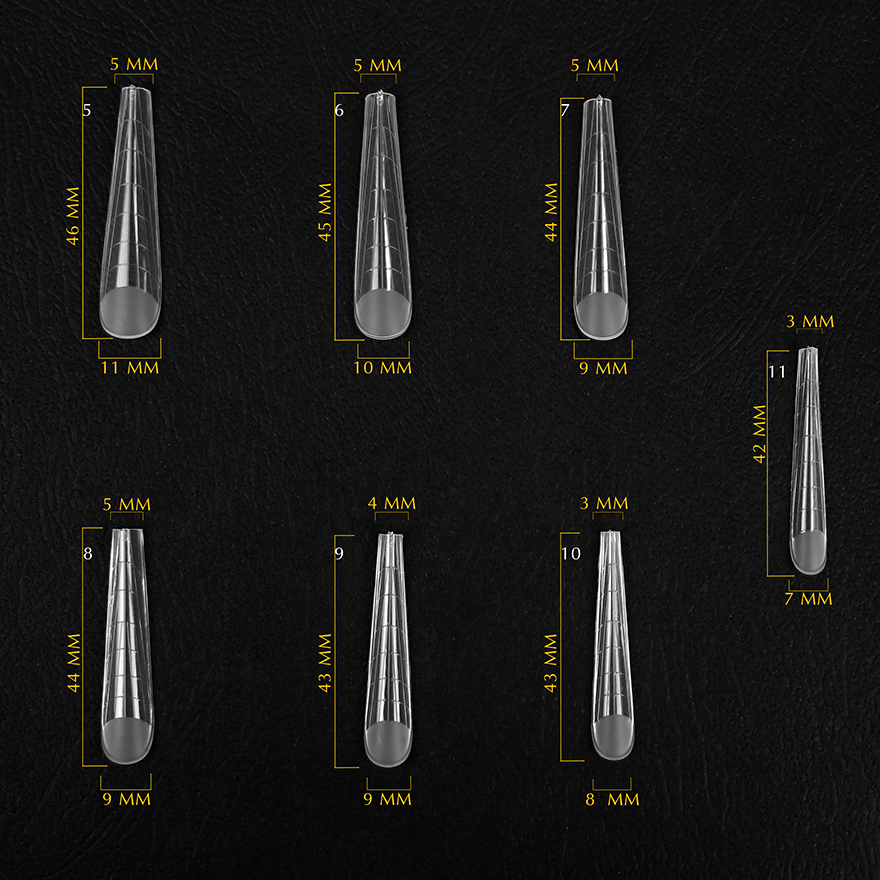 Komilfo Top Nail Forms, Long Gothic - Верхні форми для нарощування, довгий готичний мигдаль, 120 шт