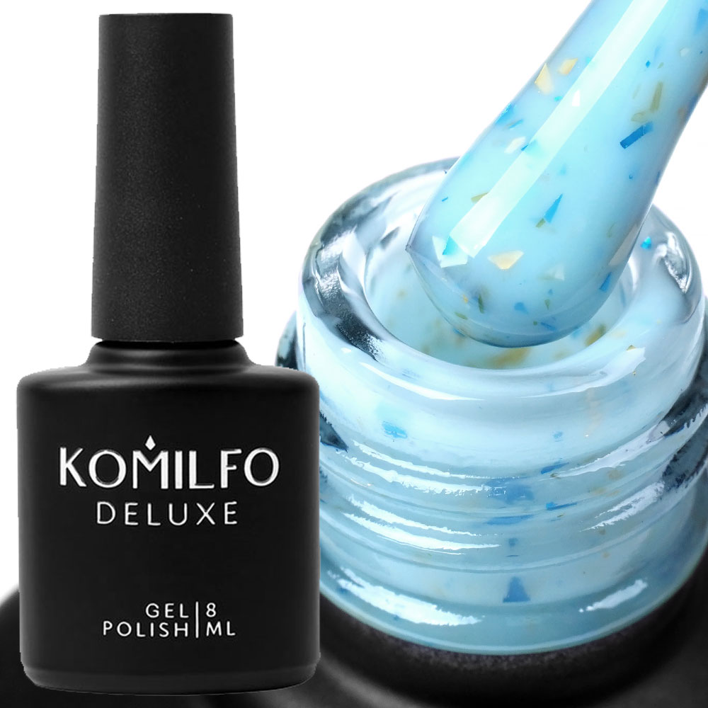 Komilfo Potal Base P010 (блакитний з синьою і золотою поталлю), 8 мл