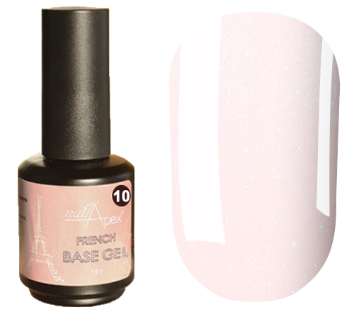 NailApex French Base FRB10 Translucent Milky Camouflage Base with Pink Shimmer, 15 ml