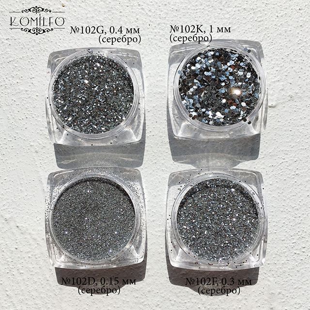 Komilfo spangles 102F, size 0.3 mm, (silver) E, 2.5 g Komilfo spangles 102F, size 0.3 mm, (silver) E, 2.5 g