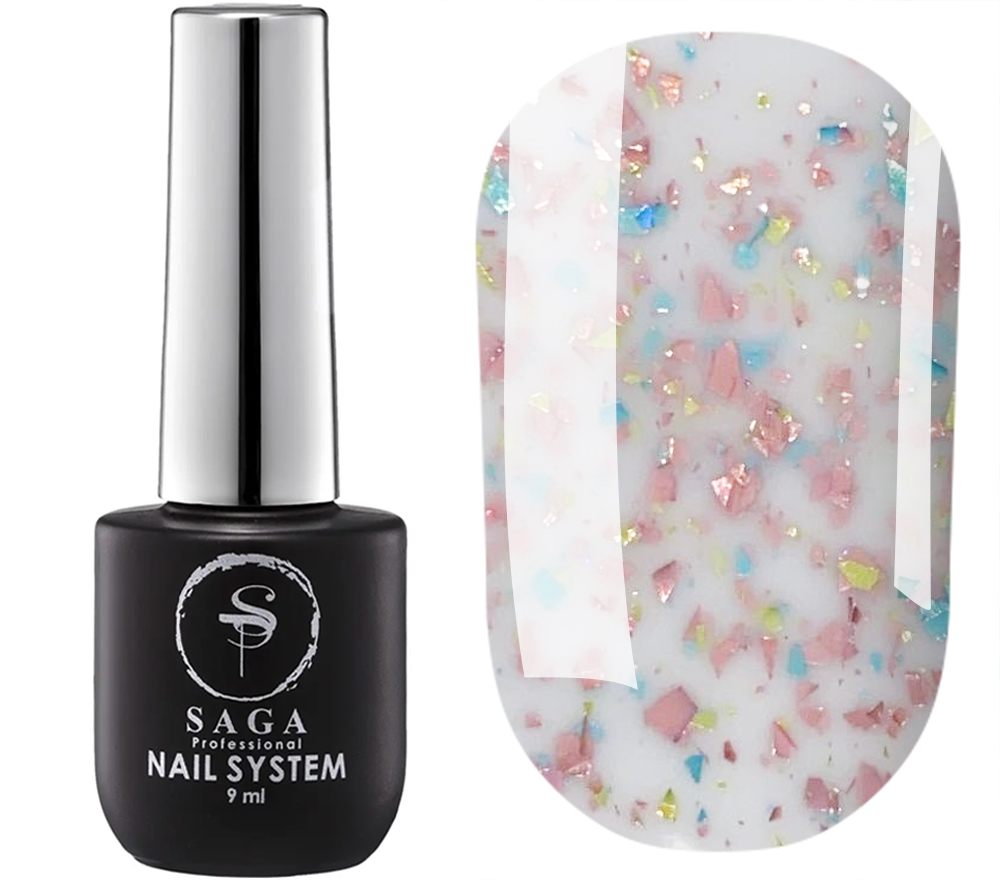 SAGA professional LEAF BASE 7 (milky with multi-colored leaf), 9 ml