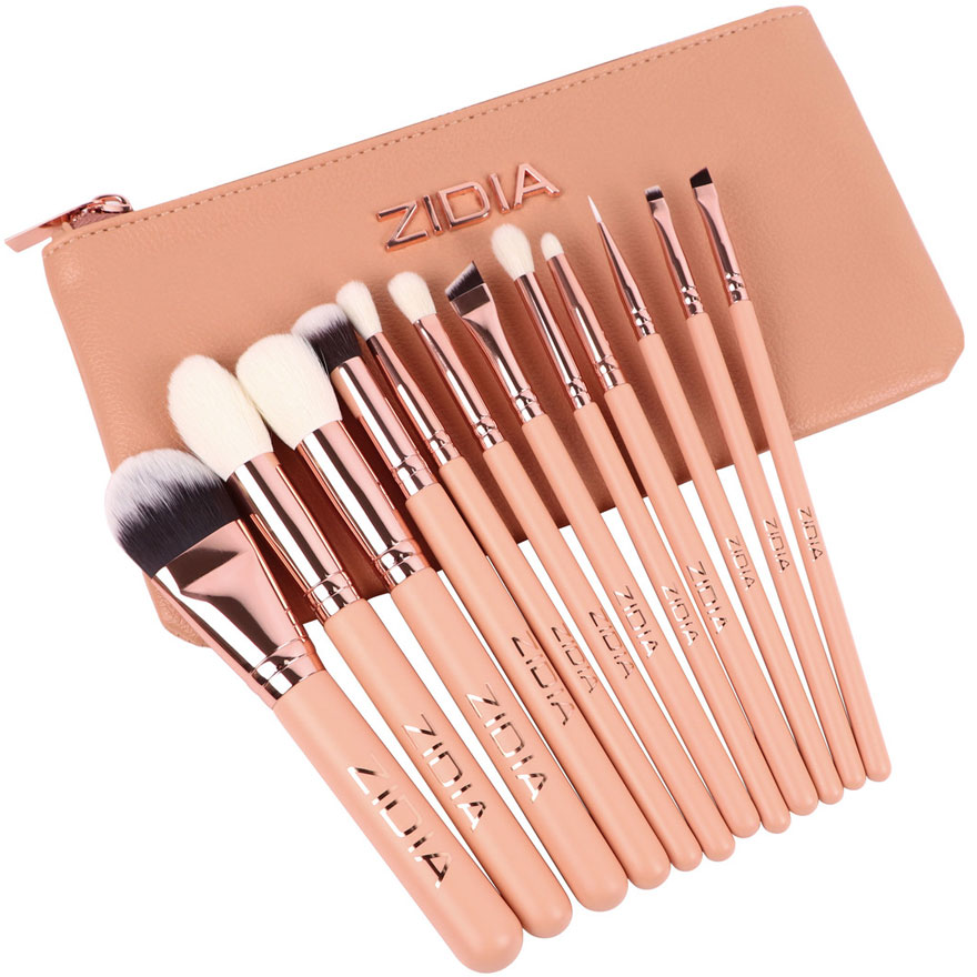 ZIDIA набор кистей для макияжа "Makeup Brush Set Everyday" в косметичке, 12 шт.