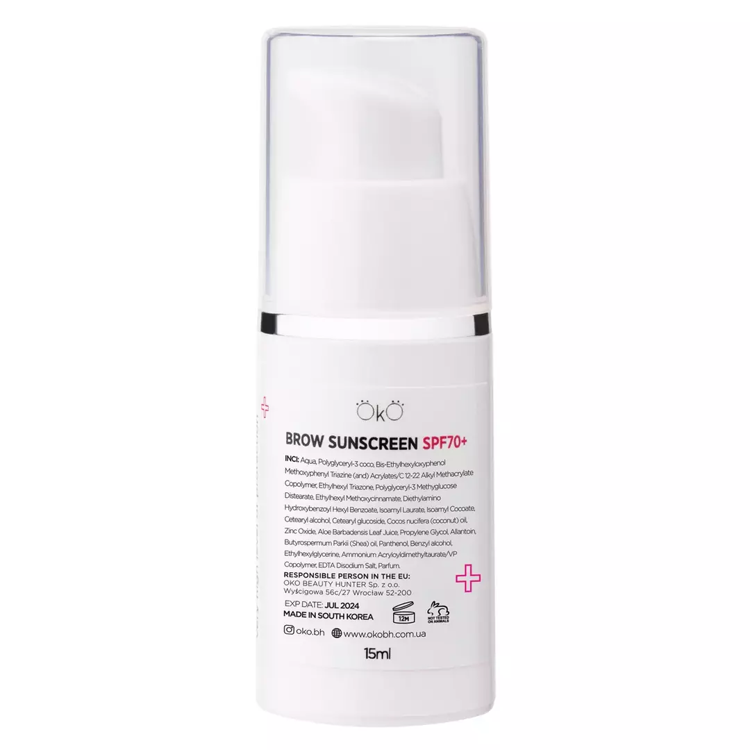 OkO Brow Sunscreen Eyebrow cream after permanent makeup SPF 70+, 15 ml