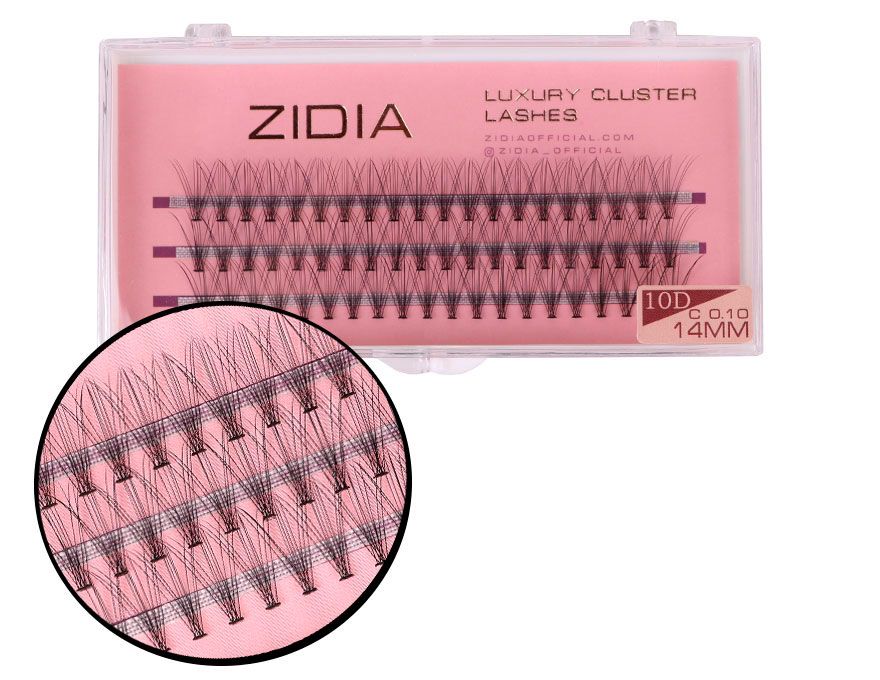 ZIDIA Cluster lashes Вії-пучки 10D C 0,10 (3 стрічки, розмір 14 мм)