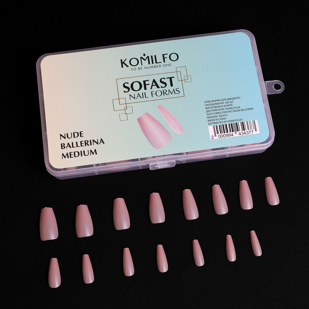 Komilfo SoFast Nail Froms Nude Ballerina Medium - gel forms for extension, 300 pcs