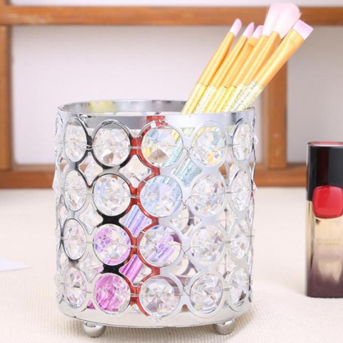 Glass holder for brushes and files, metal, with a round stone