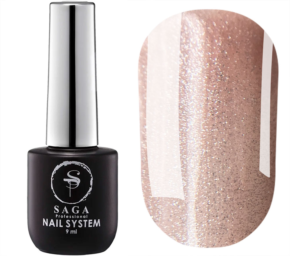 Saga professional gel polish Glow Cat 05 (peach beige, cat's eye), 9 ml