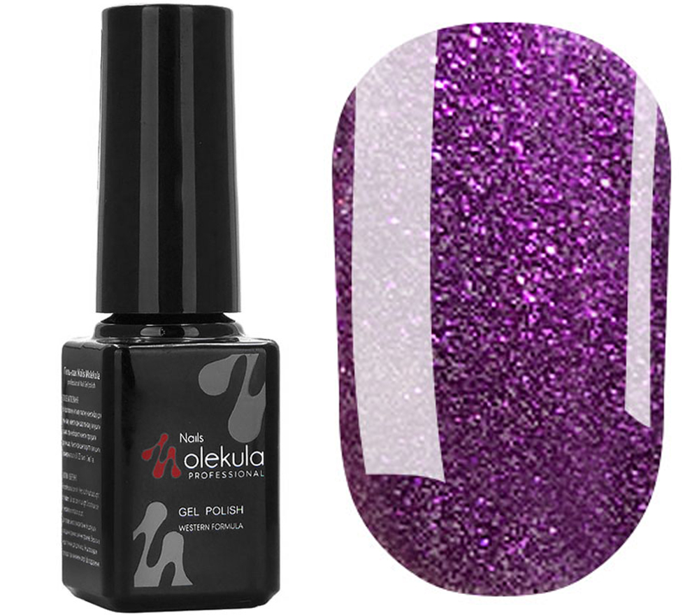Gel polish Molekula No. 014 (lilac shimmer with sparkles), 6 ml