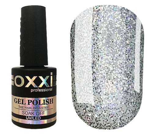Гель-лак OXXI Professional Opal №02 (серебренный с разноцветными блестками), 10 мл