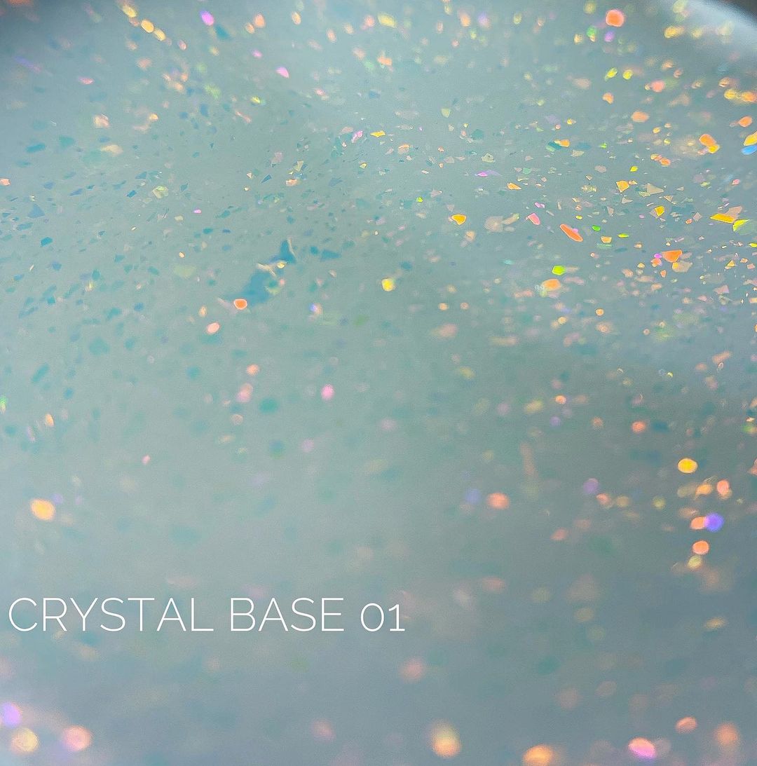 Grade Base for nails Crystal base 01 (transparent milky with multi-colored melt), 15 ml