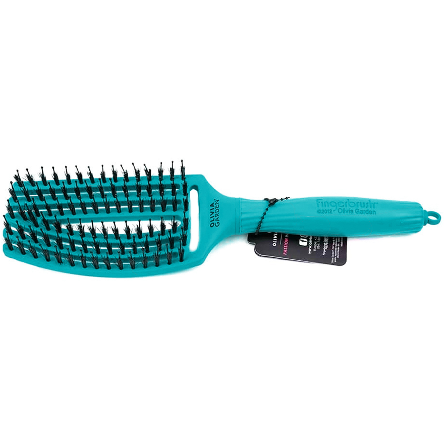Olivia Garden Щетка массажная с натуральной щетиной Finger Brush Combo Medium Tropical Ocean