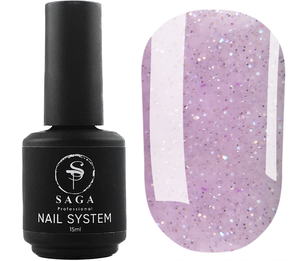 SAGA professional LIQUID GEL 26 (розовый с блестками, светоотражающий), 15 мл