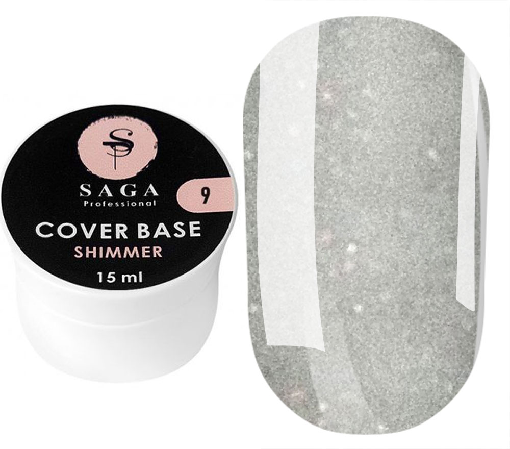 SAGA professional Shimmer Base New 9 (серый с шиммером), 15 мл