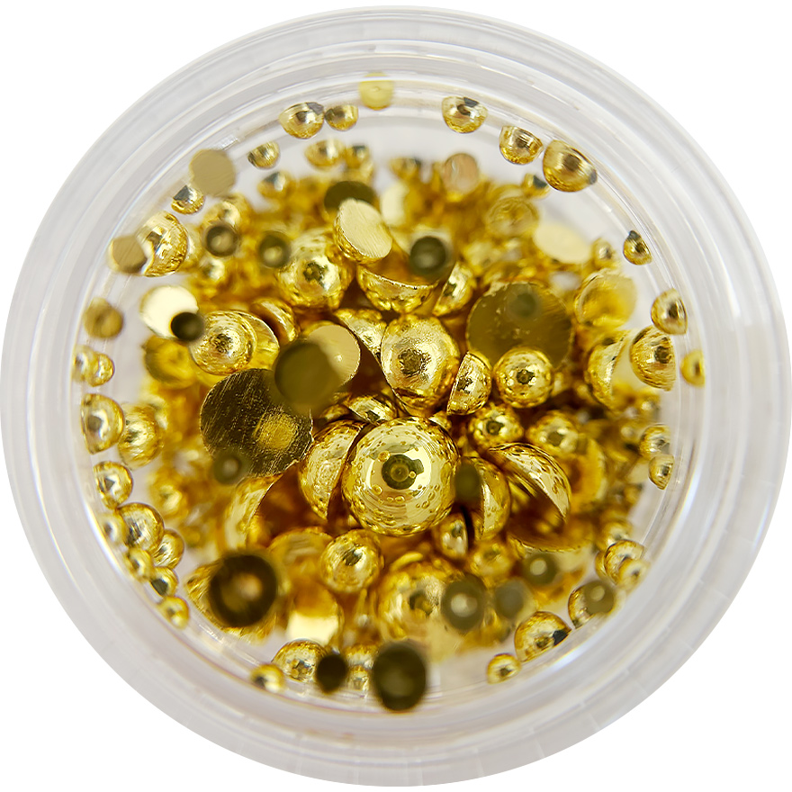 Nail decor pearls, gold halves, 2 g, Mix, (in a container)