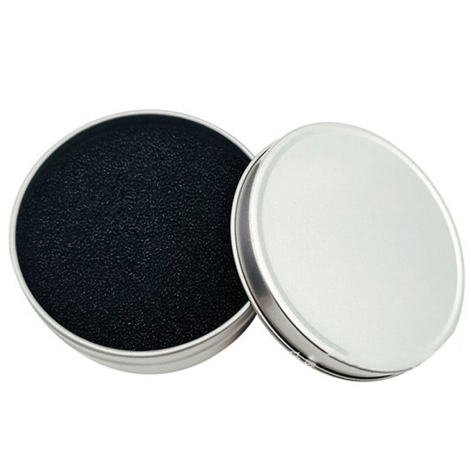 Metal box with a sponge for cleaning brushes Metal box with a sponge for cleaning brushes