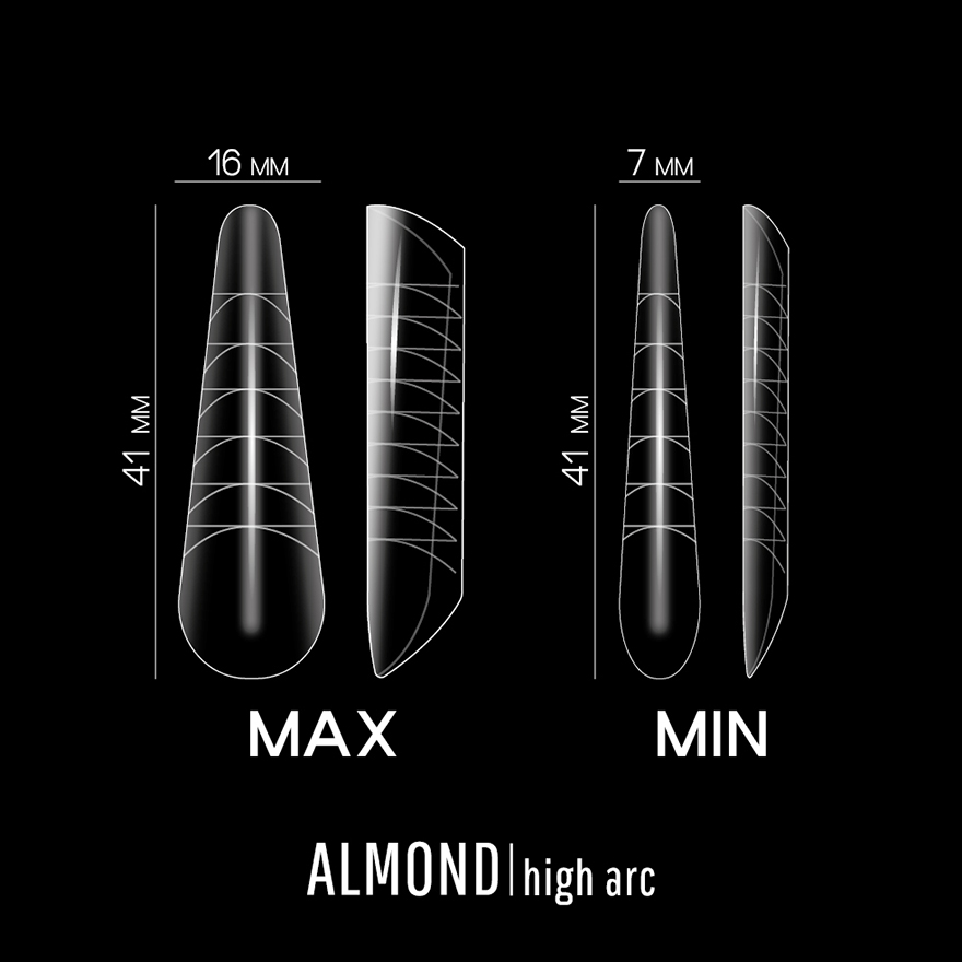 ADORE Professional Верхні форми для нарощування PRO Nail Forms, арочний мигдаль (almond), 120 шт