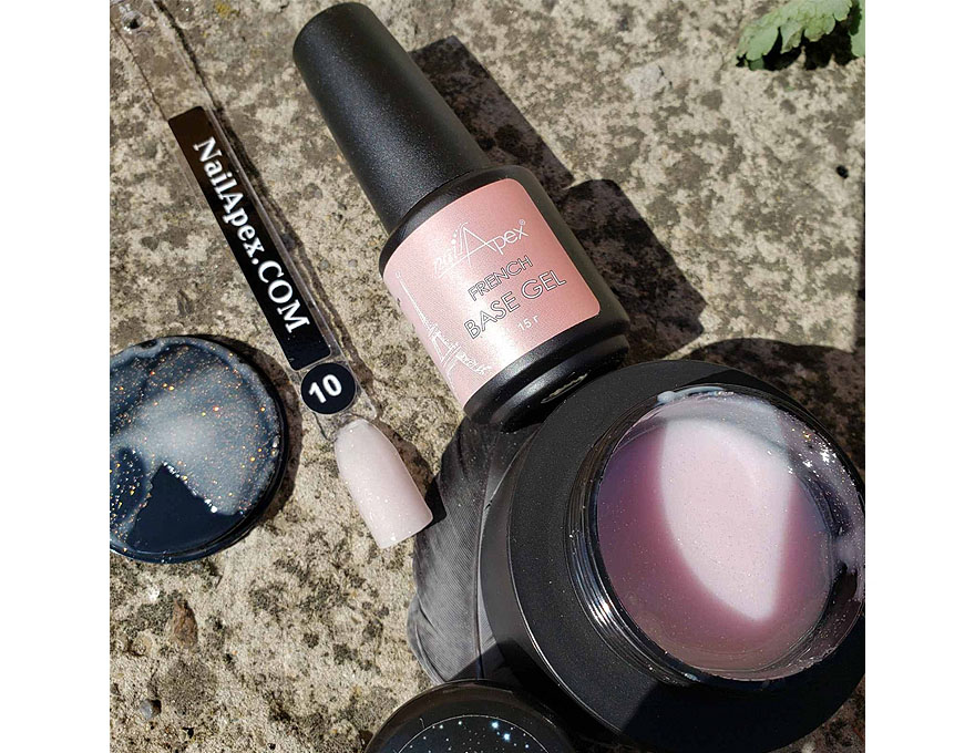 NailApex French Base FRB10 Translucent Milky Camouflage Base with Pink Shimmer, 30 ml