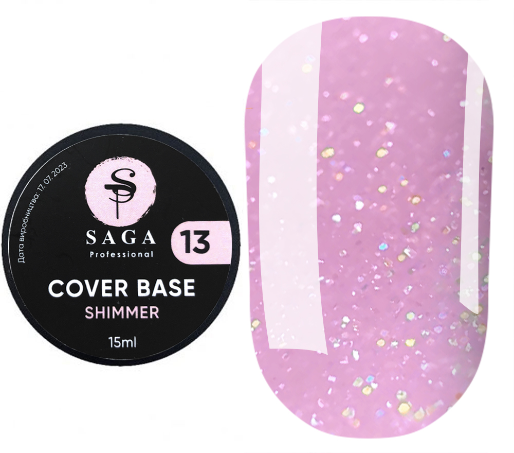 SAGA professional Shimmer Base New 13 (розовый с шиммером), 15 мл