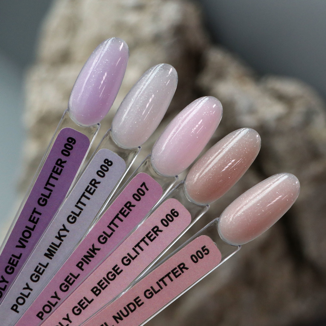 Komilfo PolyGel 009 Violet Glitter, 15 мл (з шиммером)