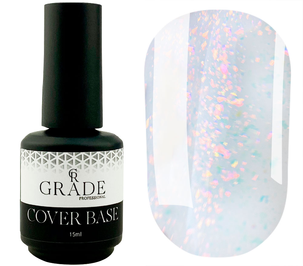 Grade Base for nails Crystal base 01 (transparent milky with multi-colored melt), 15 ml
