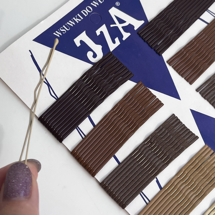 JZA mix bobby pins brown wavy 5.5 cm (100 pcs)