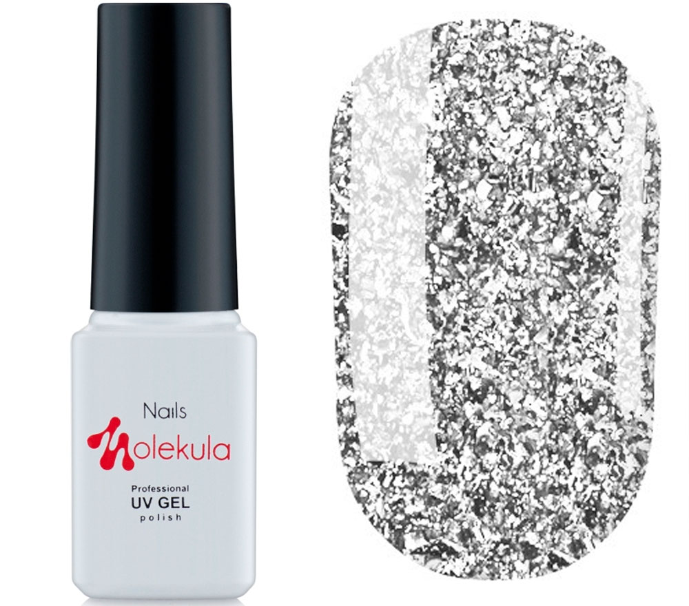 Molekula DIAMOND gel varnish No. 510 (cold silver, with sparkles and mica), 6 ml Molekula DIAMOND gel varnish No. 510 (cold silver, with sparkles and mica), 6 ml