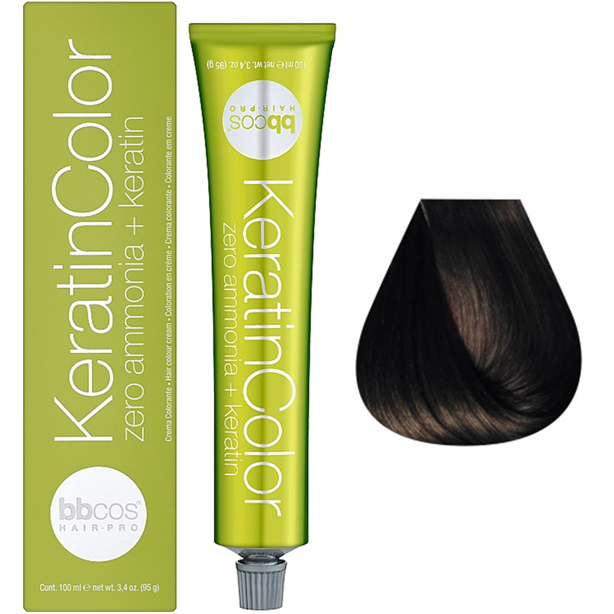 Bbcos Keratin Color Cream hair dye 3/0 dark chestnut, 100 ml