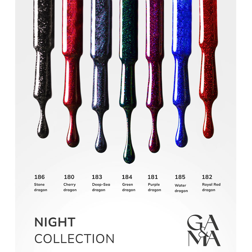 GA&MA Gel polish Night collection 180 Cherry dragon, 10 ml