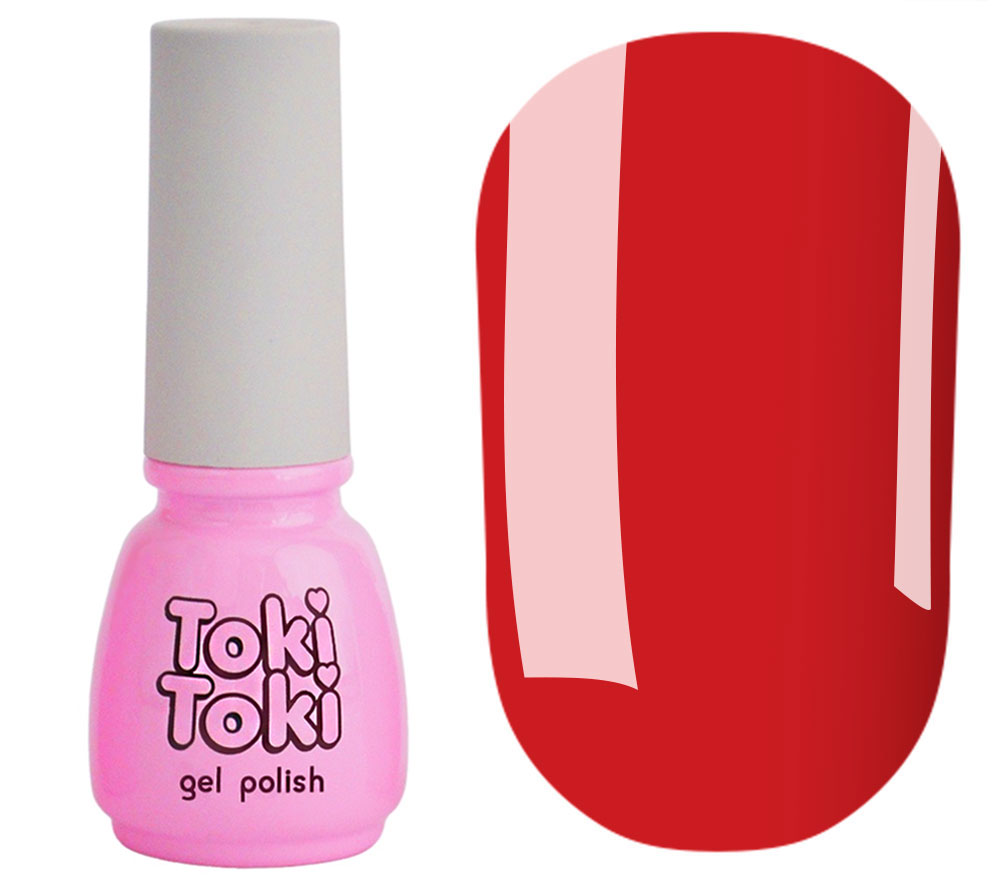 Toki Toki Gel nail polish Lady in Red 001 (bright red, enamel), 5 ml