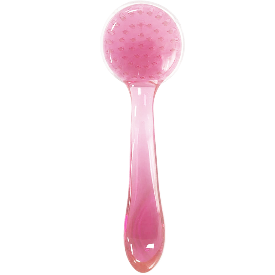 Dust brush, for nails, with handle, round, pink Dust brush, for nails, with handle, round, pink