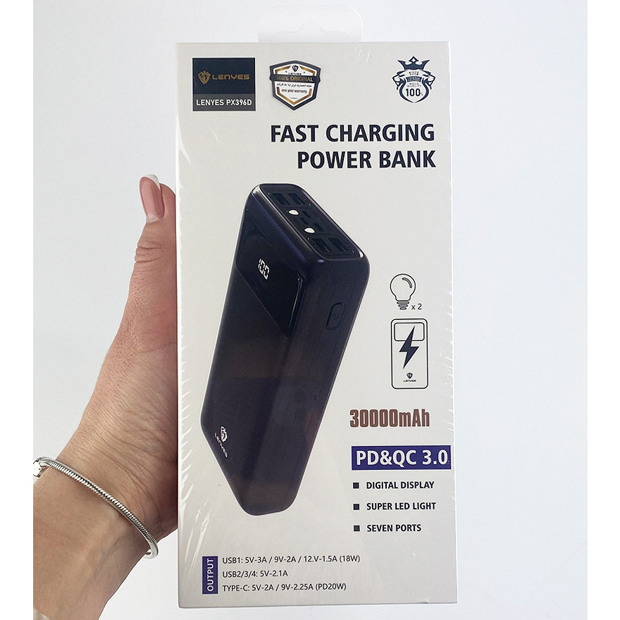 Power Bank Lenyes PX396D 30000 mAh, with fast charging