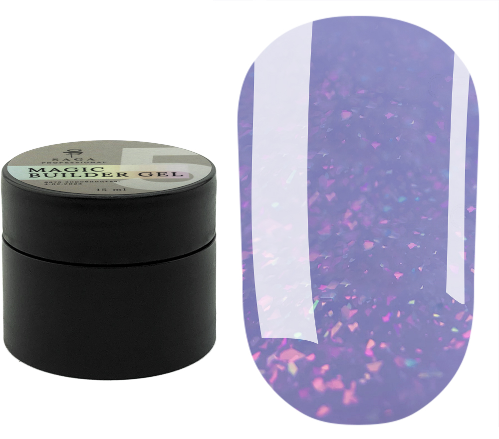 SAGA professional Builder Gel magic 5 (голубой с разноцветной поталью),15 мл SAGA professional Builder Gel magic 5 (голубой с разноцветной поталью),15 мл