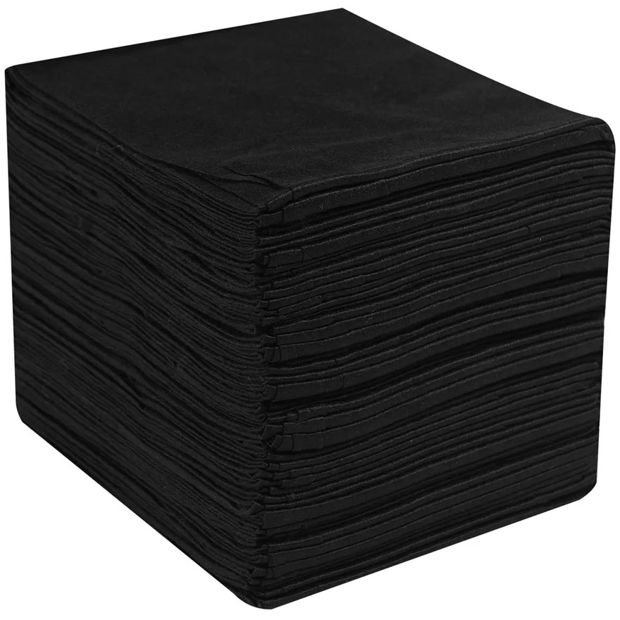 ETTO Одноразовые полотенца из спанлейса Black Collection, 40х70 см, гладкие (50 шт/уп), черные