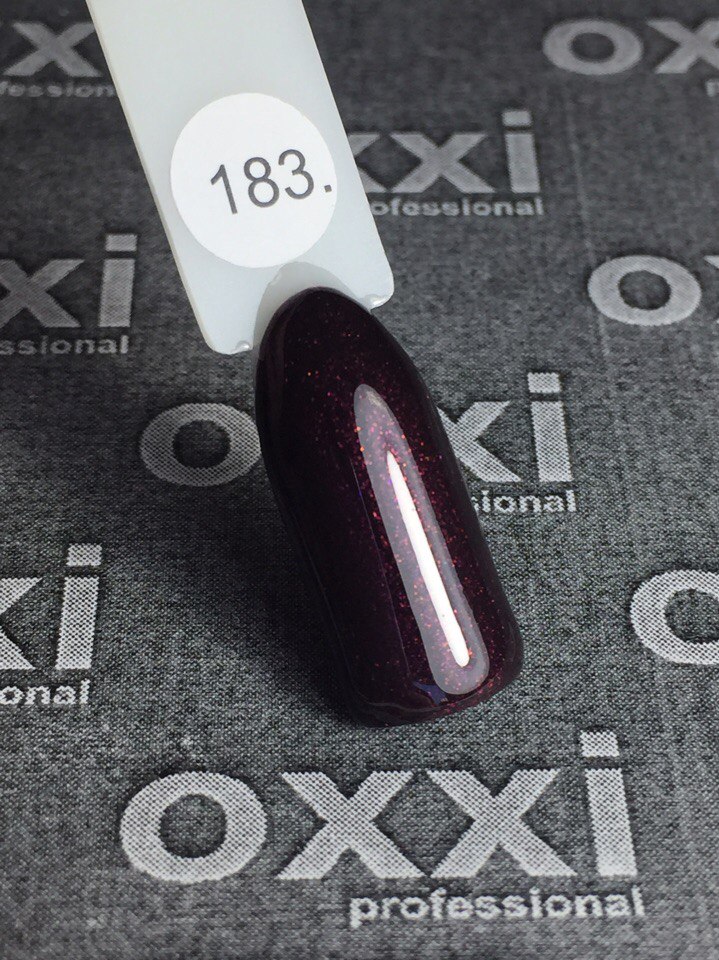 OXXI Гель-лак для ногтей №183 (темный вишневый, микроблеск), 10 мл