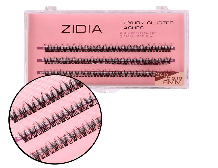 ZIDIA Cluster lashes Вії-пучки fish tail 24D C 0,10 (3 стрічки, розмір 6 мм)