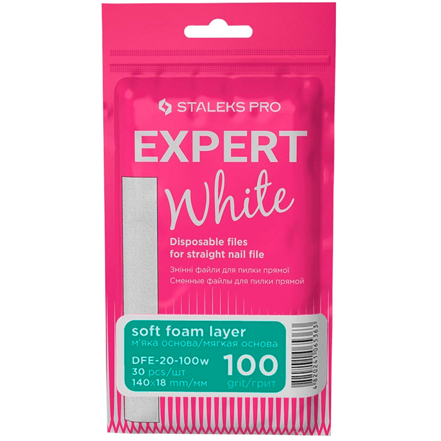 Staleks Pro - Replacement white files for straight files on a soft base EXPERT 20 100 grit (30 pcs)