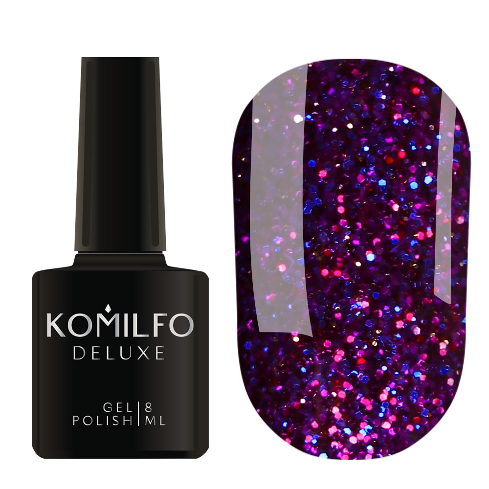 Гель-лак Komilfo Stardust Glitter 004 (розово-синий с блестками), 8 мл